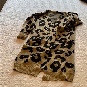 Animal print duster sweater